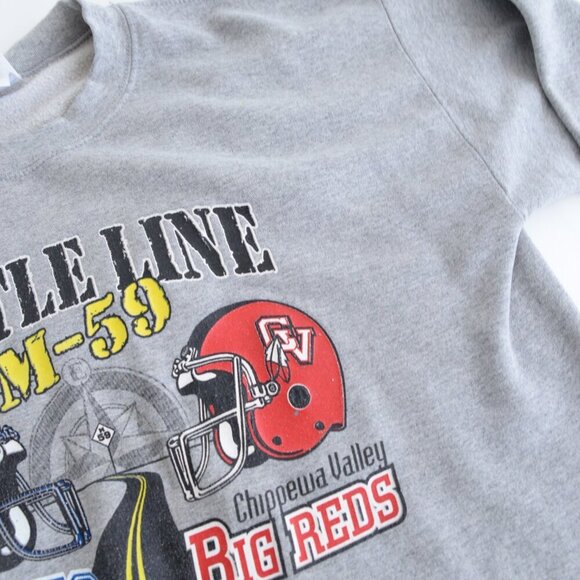 Vintage Gildan Heavy Big Red's V Cougars High School Championship Gray Sweater L - Picture 9 of 11